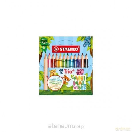 Kredka drewniana Trio gruba Animal vibes 12szt