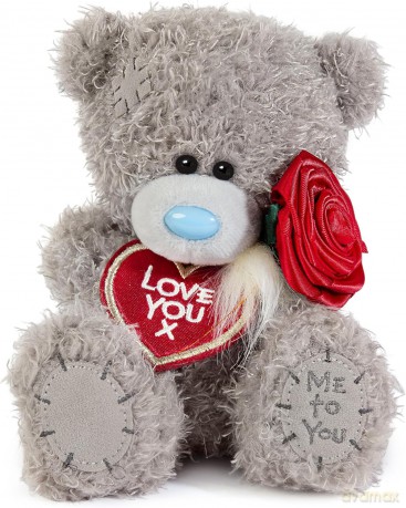 Miś - Love You x z różą 18cm