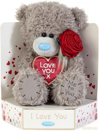 Miś - Love You x z różą 18cm