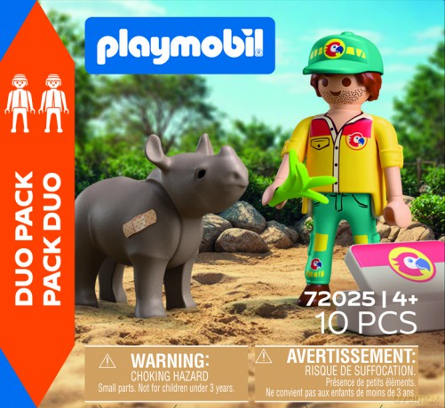 PLAYMOBIL DuoPack Strażnik leśny z nosorożcem (72025) [KLOCKI]