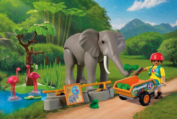 PLAYMOBIL Słoń z opiekunem (72068) [KLOCKI]
