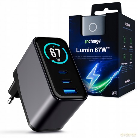 InCharge Lumin PD 67W QC4+ PPS AFC FCP SCP 1A2C TFT Display Black/Grey