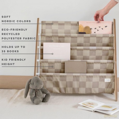 Stojak na książki 3 Sprouts - Bookcase, Checkerboard - Beige - 61cm x 62cm x 25cm