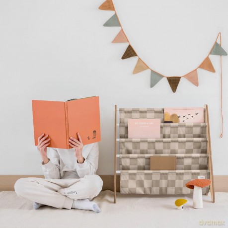 Stojak na książki 3 Sprouts - Bookcase, Checkerboard - Beige - 61cm x 62cm x 25cm