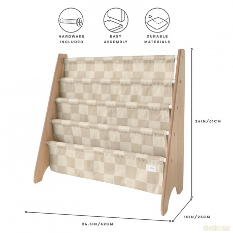 Stojak na książki 3 Sprouts - Bookcase, Checkerboard - Beige - 61cm x 62cm x 25cm