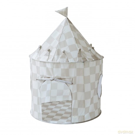 3 Sprouts - Play Tent - Checkerboard Beige - Height: 135 cm, Diameter: 100 cm