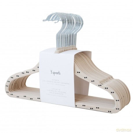 3 Sprouts - Velvet Hangers (15 pieces) - Double dot beige - 20.5 x 29 cm