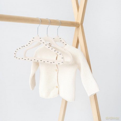 3 Sprouts - Velvet Hangers (15 pieces) - Double dot beige - 20.5 x 29 cm