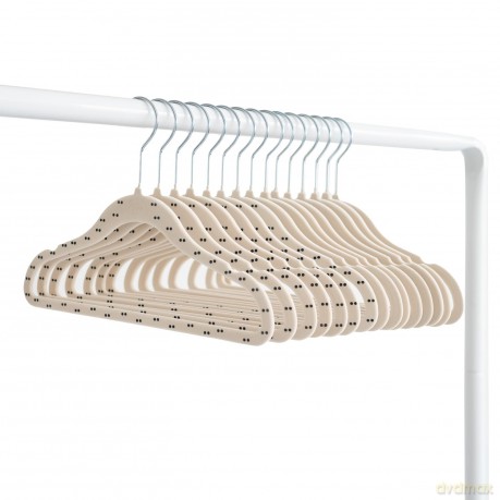 3 Sprouts - Velvet Hangers (15 pieces) - Double dot beige - 20.5 x 29 cm