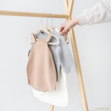 3 Sprouts - Velvet Hangers (15 pieces) - Double dot beige - 20.5 x 29 cm