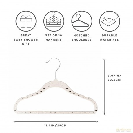 3 Sprouts - Velvet Hangers (15 pieces) - Double dot beige - 20.5 x 29 cm