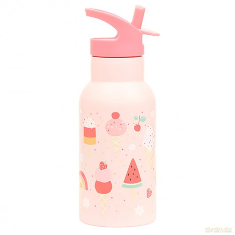 A little lovely company - Stainless Steel Drinking Bottle - Icecream - 7.3 x 20 x 7.3 cm