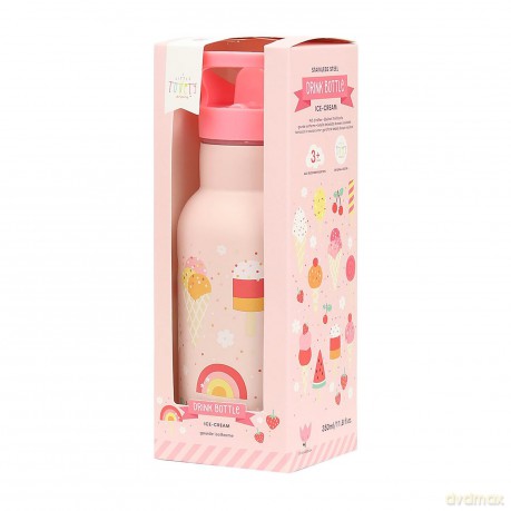 A little lovely company - Stainless Steel Drinking Bottle - Icecream - 7.3 x 20 x 7.3 cm