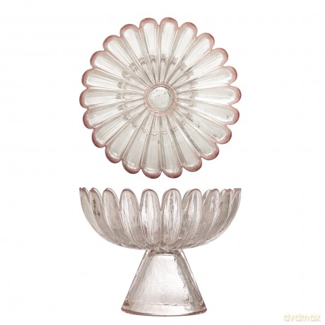 Bloomingville - Nalu Pedestal Bowl - Rose - Glass