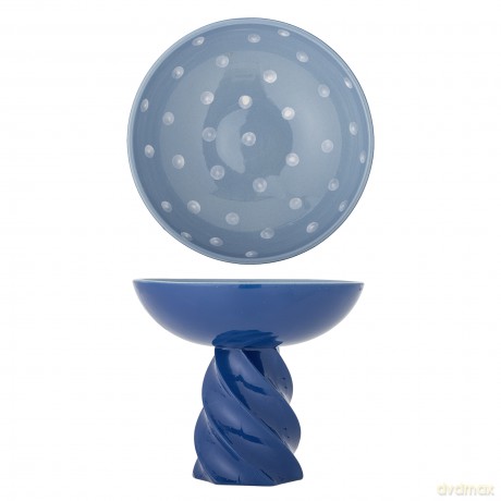 Bloomingville - Riley Pedestal Bowl - Blue - Stoneware