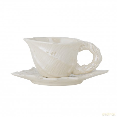 Bloomingville - Shellie Cup with Saucer - White - Stoneware