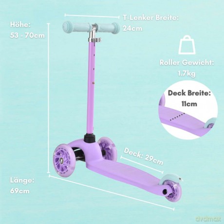 Bold Cube - Children's Scooter - Tenny 3 Wheel Scooter Lillac (SKY006)