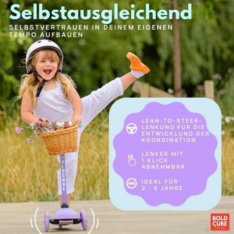 Bold Cube - Children's Scooter - Tenny 3 Wheel Scooter Lillac (SKY006)