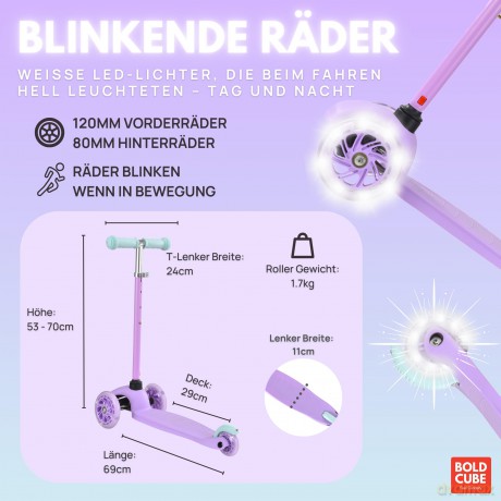 Bold Cube - Children's Scooter - Tenny 3 Wheel Scooter Lillac (SKY006)