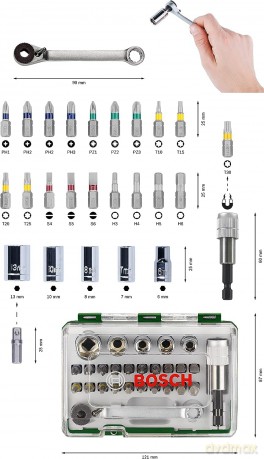 Bosch screwdriving set with mini ratchet 27 pcs (2607017160)