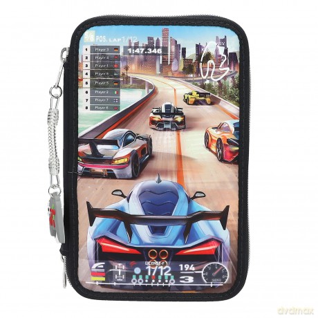 Dino World - Action World Triple Pencil Case Gaming - Dark Blue