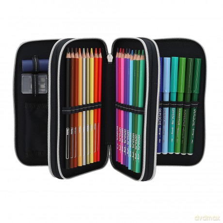Dino World - Action World Triple Pencil Case Gaming - Dark Blue