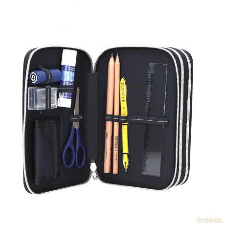 Dino World - Action World Triple Pencil Case Gaming - Dark Blue
