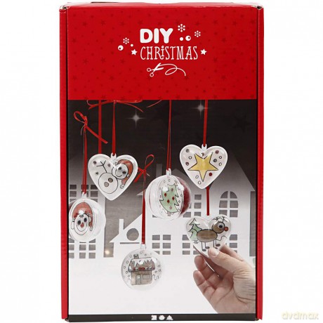DIY Kit Decoration - 1 Set of Christmas Baubles and Hearts