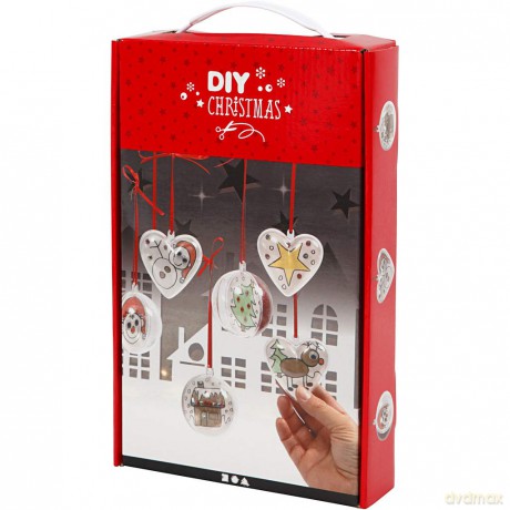 DIY Kit Decoration - 1 Set of Christmas Baubles and Hearts