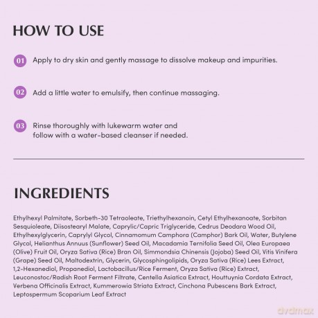 Eqqualberry - Purple Rice Pore Smoothing Cleansing Oil - Purple - 200 ml