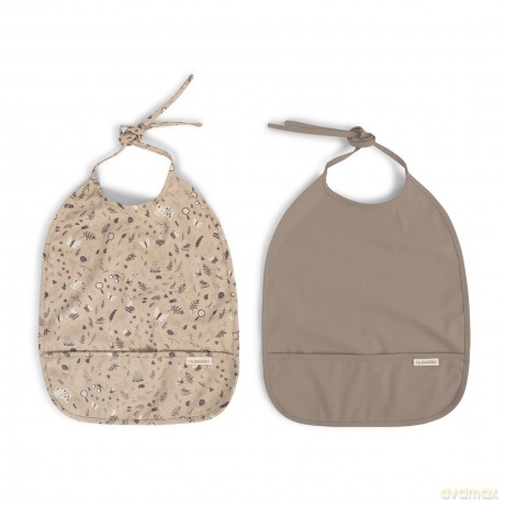 Filibabba - Bib with ties 2-pack - Little Wonders + Warm Grey - 6-36 m