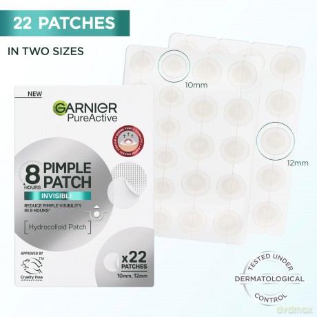 Garnier - PureActive Invisible Pimple Patch for impure skin - 22 pc - 10mm and 12mm