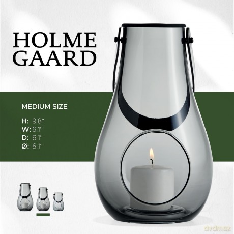 Holmegaard - DWL Lantern 25 cm - Smoked Glass