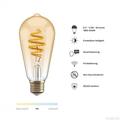 Hombli - Smart Bulb ST64 CCT Filament (E27), Amber