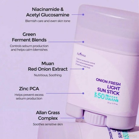 Isntree - Onion Fresh Light Sun Stick - SPF50+ PA++++ - 22 grams