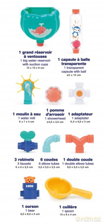 Młynek wodny z rurą LUDI - Bath toys - Water circuit (LU40085)