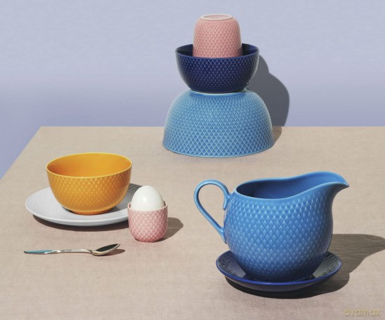 Lyngby Porceln - Rhombe Color Sauce Boat 67 cl - Blue