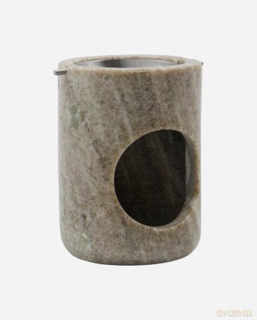 Meraki - Oil Burner - MKMarble Beige - Silver Finish - L:7,5cm, W:7,5cm, H:10cm