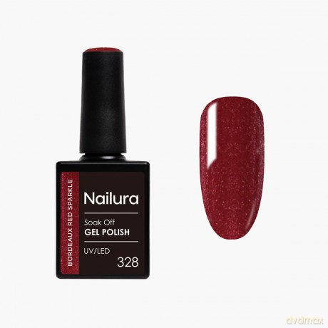 Nailura - Gel Polish 328 - Bordeaux Red Sparkle - 10 ml