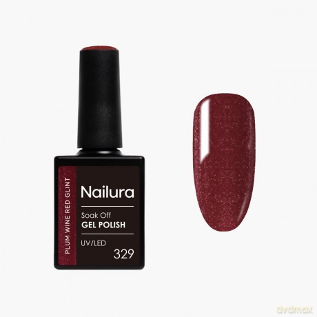 Nailura - Gel Polish 329 - Plum Wine Red Glint - 10 ml