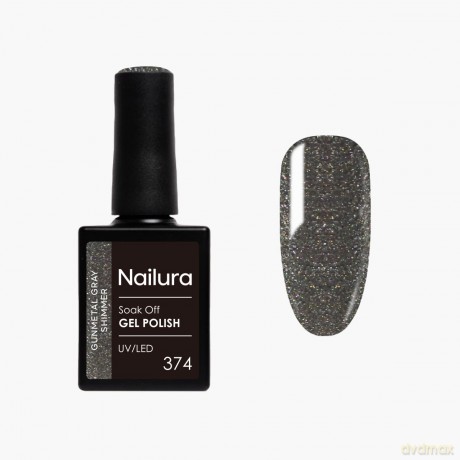 Nailura - Gel Polish 374 - Gunmetal Gray Shimmer - 10 ml