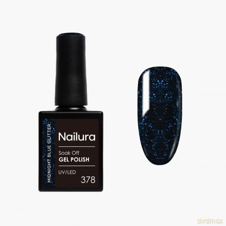 Nailura - Gel Polish 378 - Midnight Blue Glitter - 10 ml