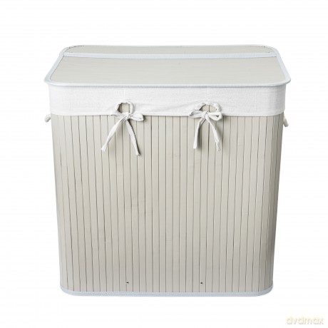 Nordis - Bamboo Laundry Basket with 3 Compartments - Grey - 60 x 40 x 60 cm