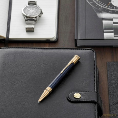 Parker - Duofold Ballpoint Pen - Prestige Blue Chevron - Medium Point Black Ink