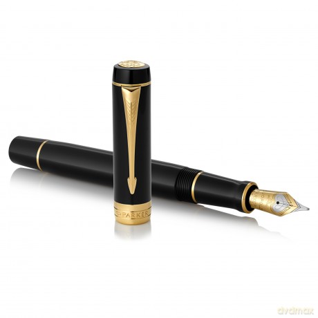 Parker - Duofold Centennial Fountain Pen - Classic Black with Gold Trim