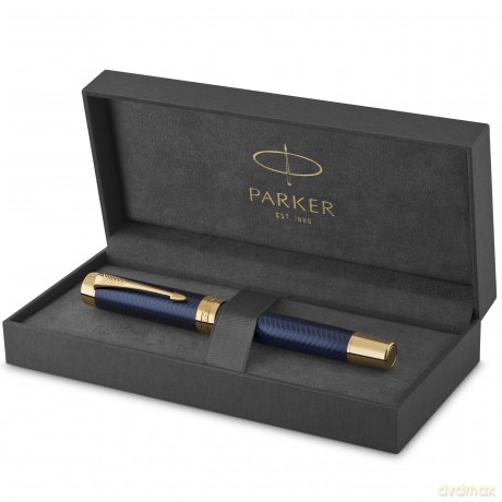 Parker - Duofold Centennial Fountain Pen - Prestige Blue Chevron - Fine Solid Gold Nib