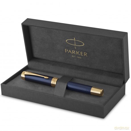 Parker - Duofold Centennial Fountain Pen - Prestige Blue Chevron - Fine Solid Gold Nib