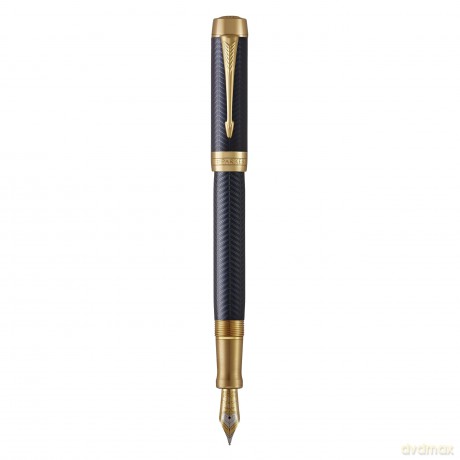 Parker - Duofold Centennial Fountain Pen - Prestige Blue Chevron - Fine Solid Gold Nib
