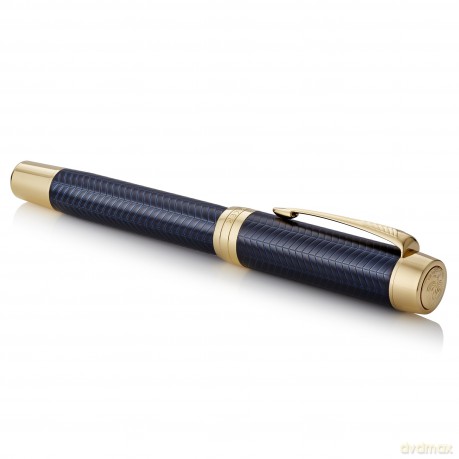 Parker - Duofold Centennial Fountain Pen - Prestige Blue Chevron - Fine Solid Gold Nib