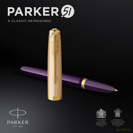 Parker - Parker 51 Fountain Pen - Deluxe Plum - Fine 18k Gold Nib
